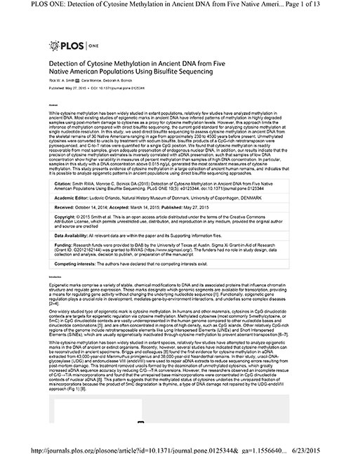 Detection of Cytosine Methylation in Ancient DNA from Five Native American Populations Using Bisulfite Sequencing