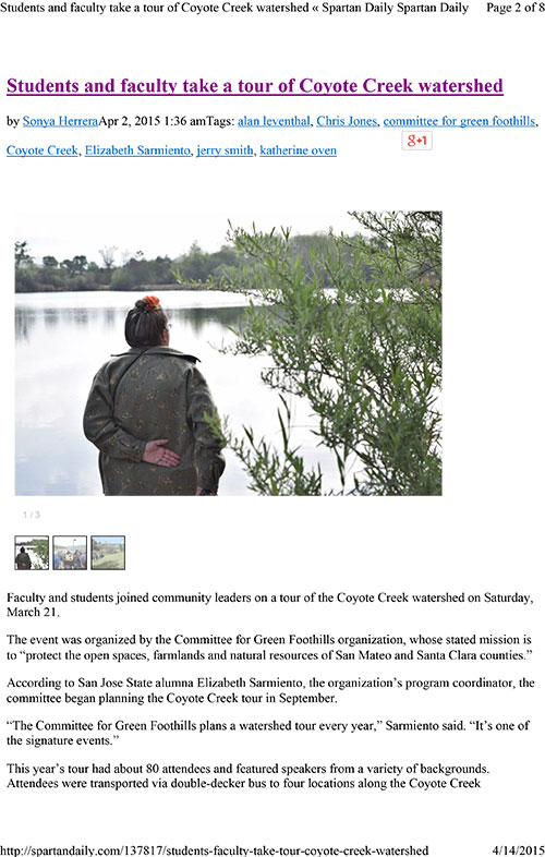 Students and Faculty Take a Tour of Coyote Creek Watershed